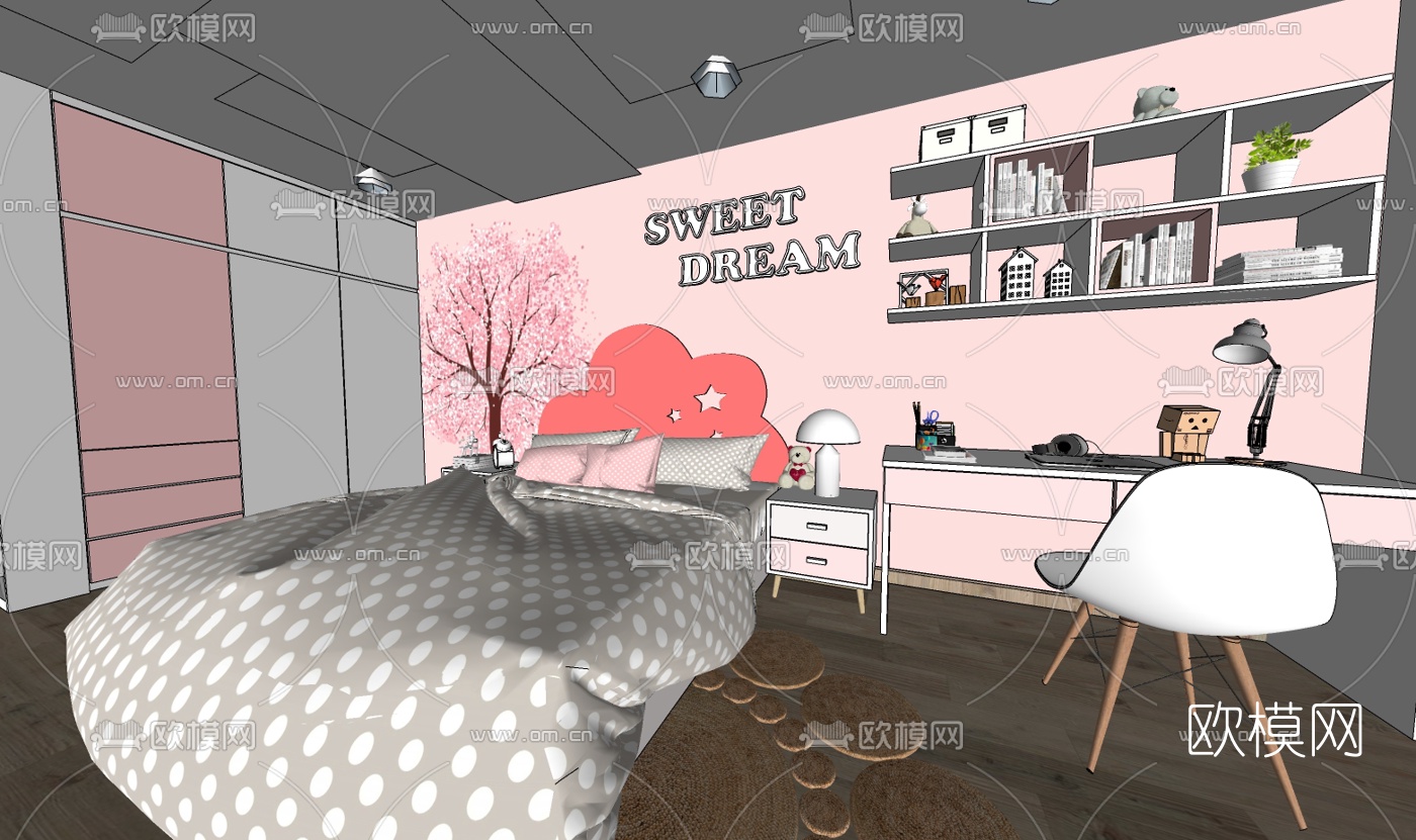 北欧儿童房免费su模型下载