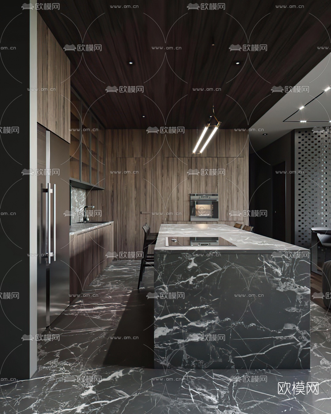 现代公寓客厅餐厅3d模型下载（渲染图6）