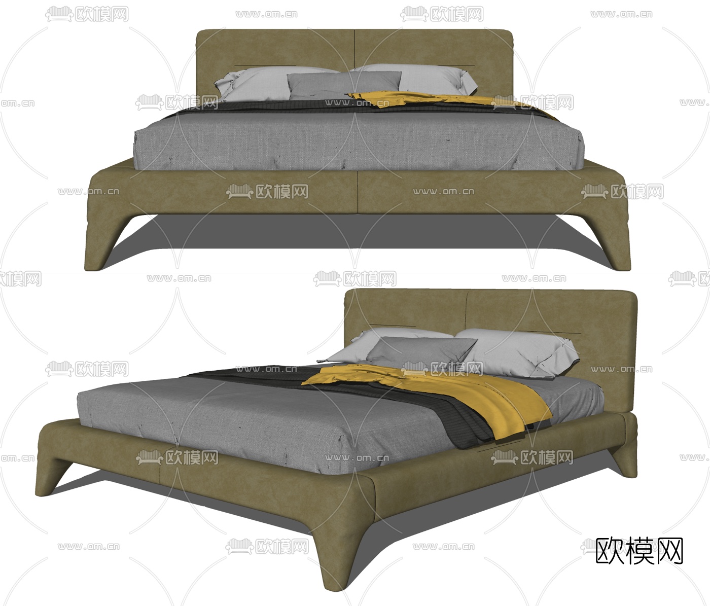 现代布艺儿童床su模型下载（渲染图2）