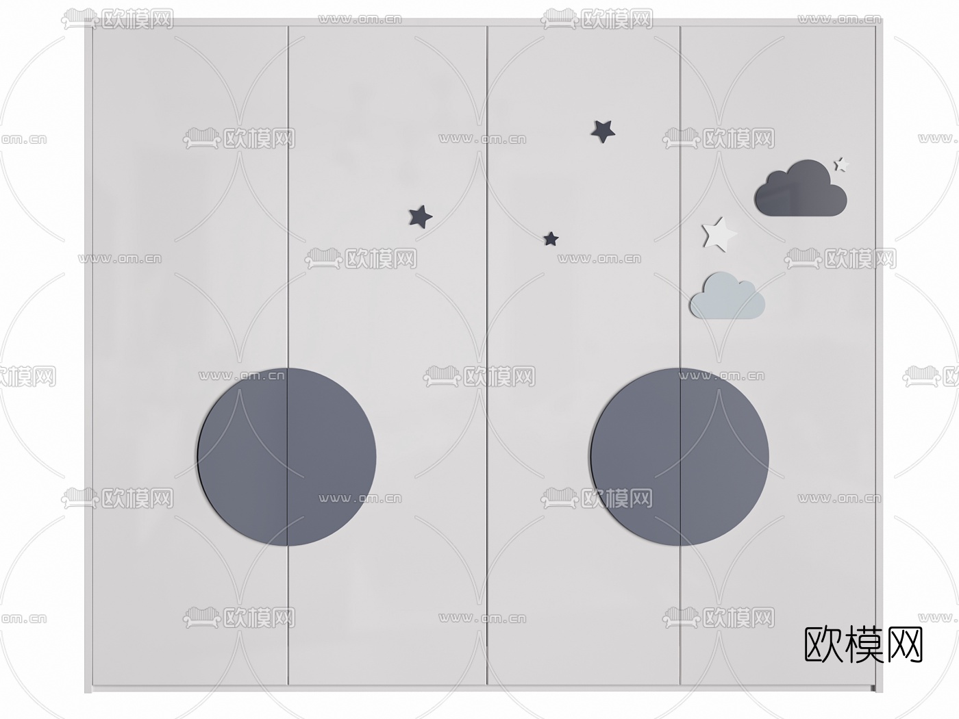 北欧儿童衣柜3d模型下载（渲染图3）