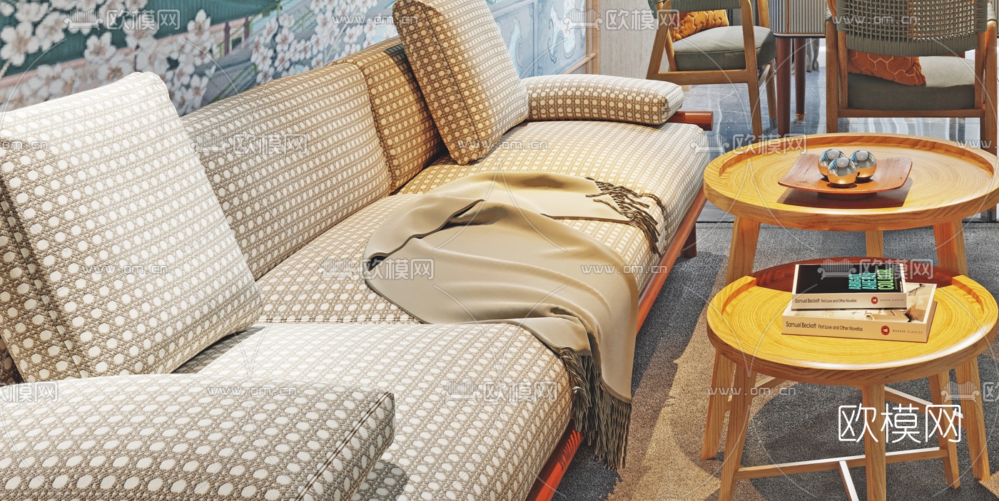 日式棋牌室麻将室娱乐室3d模型下载（渲染图3）