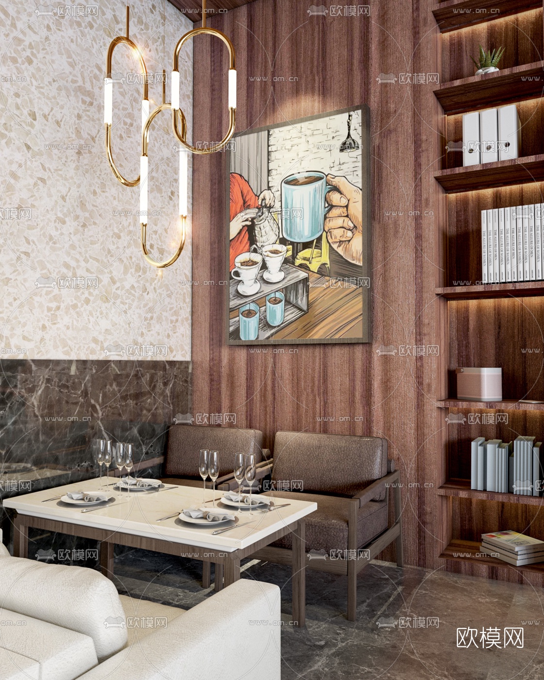 现代咖啡厅su模型下载（渲染图3）