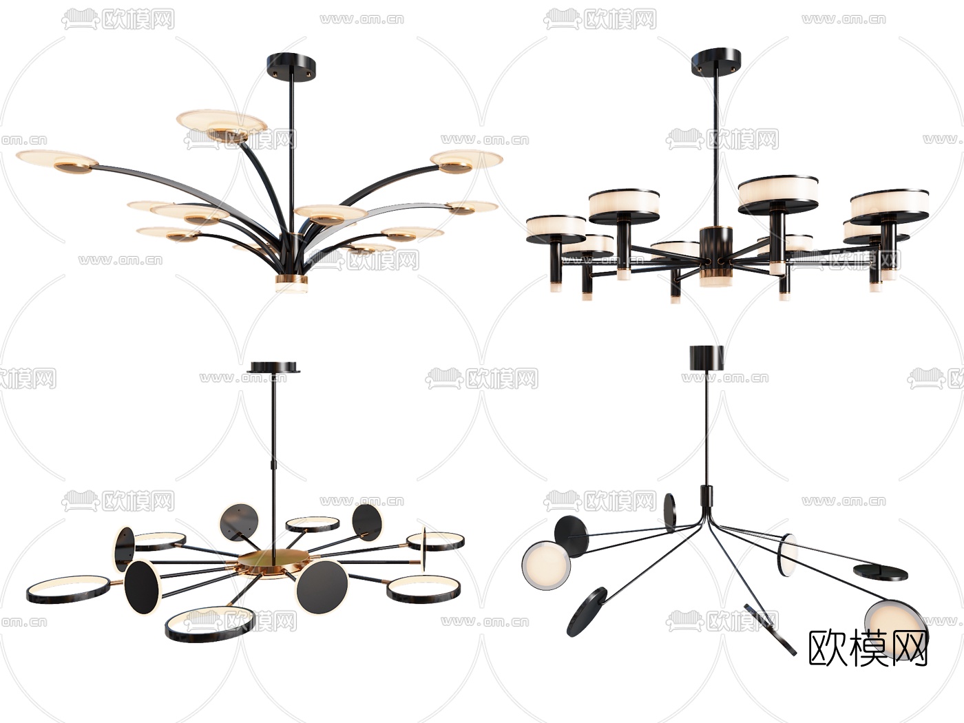 现代金属吊灯3d模型下载