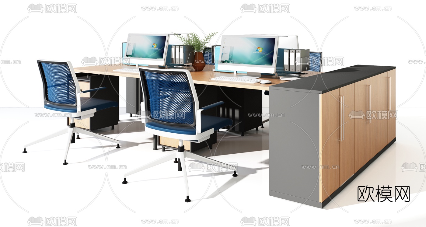 现代办公桌卡位3d模型