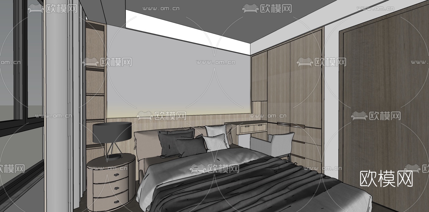 现代公寓客厅su模型下载（渲染图2）