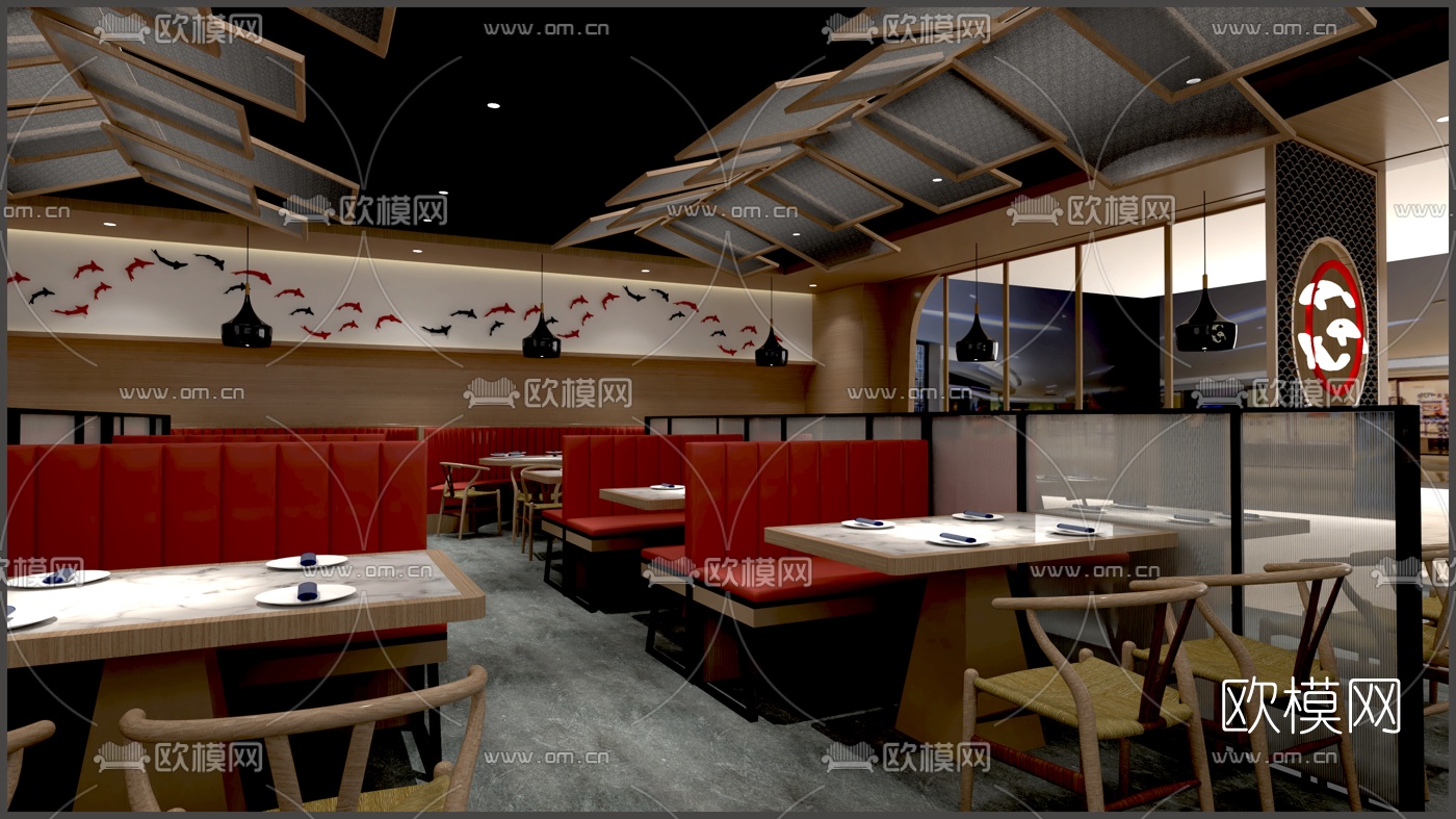 新中式餐厅su模型下载（渲染图4）