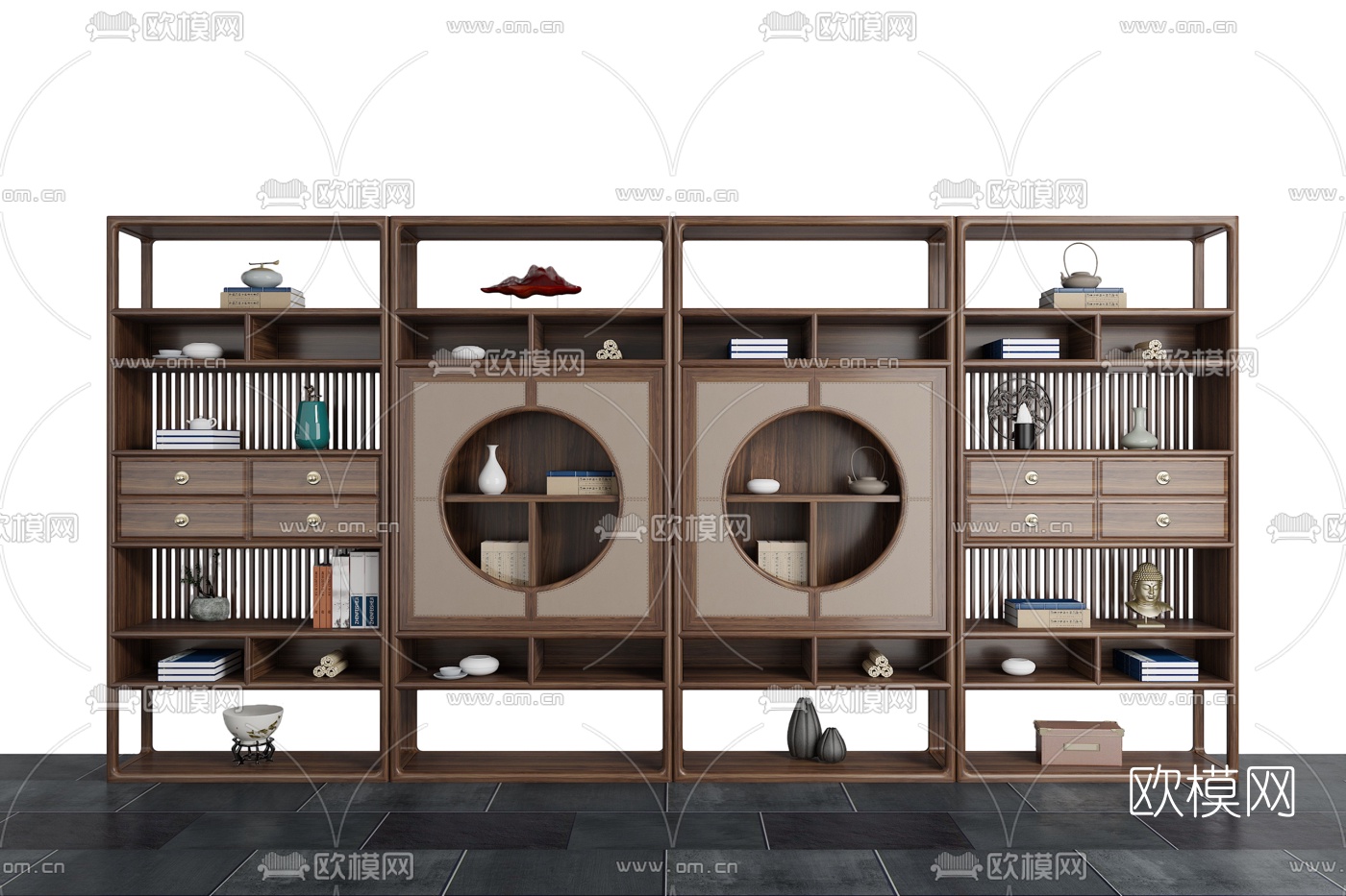 新中式实木博古架3d模型