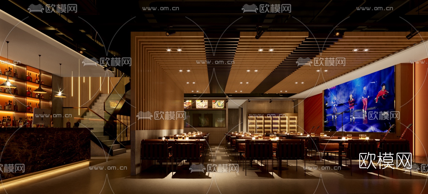 现代清吧酒吧3d模型下载（渲染图2）