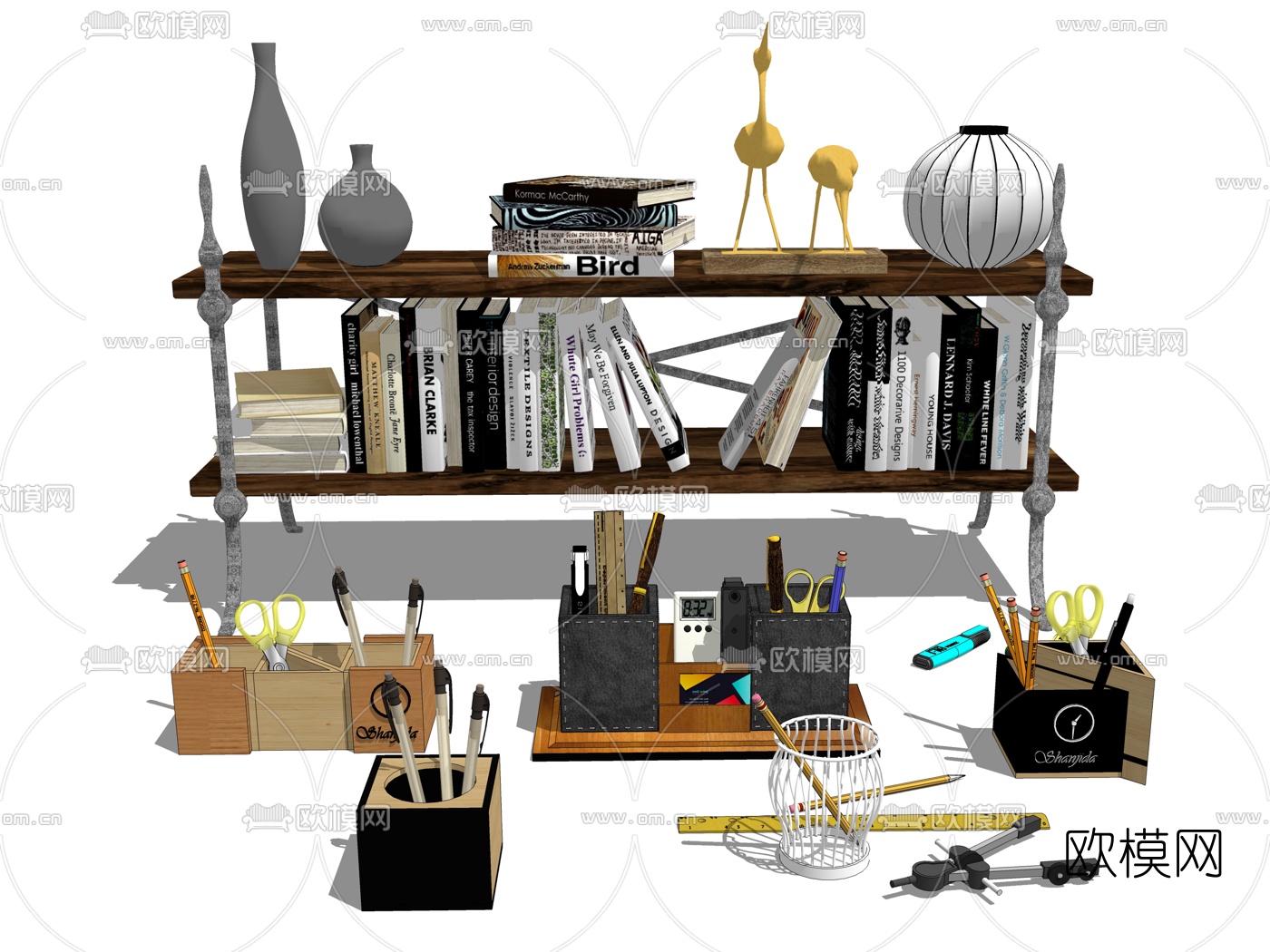 现代办公用品文具su模型下载（渲染图1）