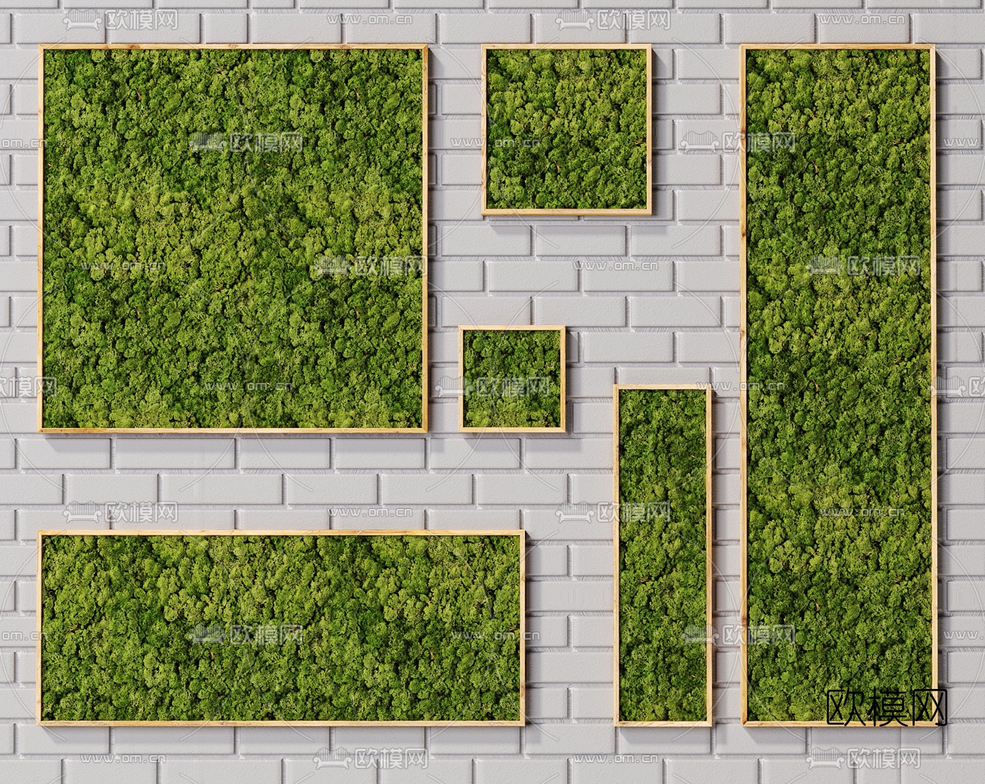 现代苔藓植物墙3d模型