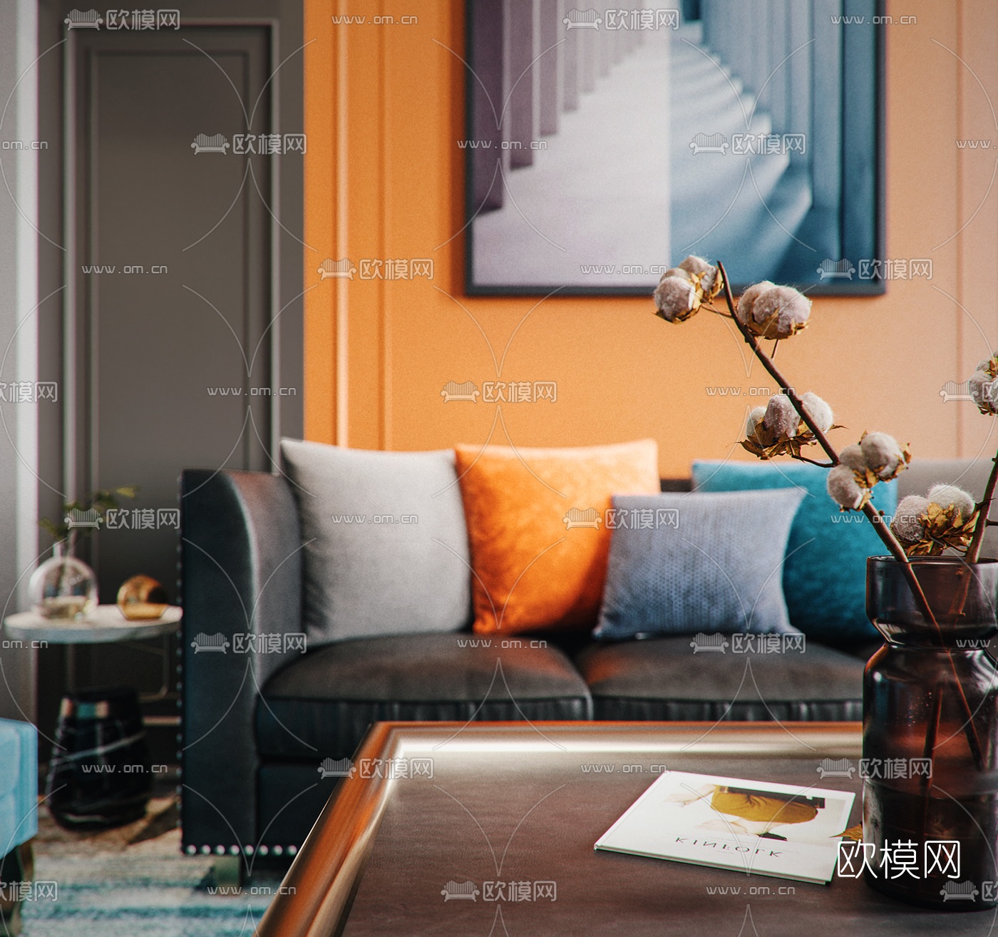后现代复式别墅客厅餐厅3d模型