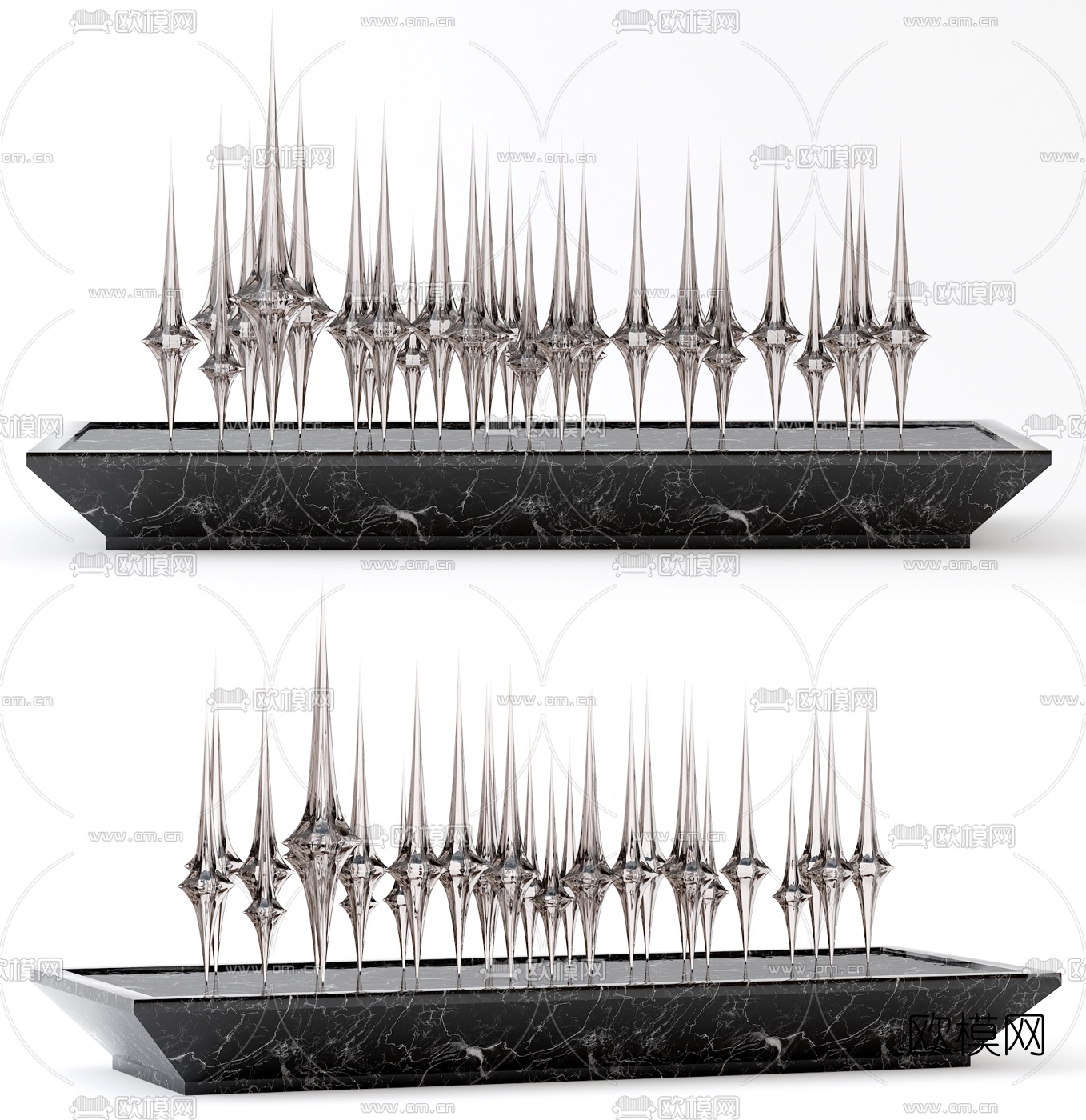 现代艺术水晶装置雕塑3d模型下载（渲染图1）