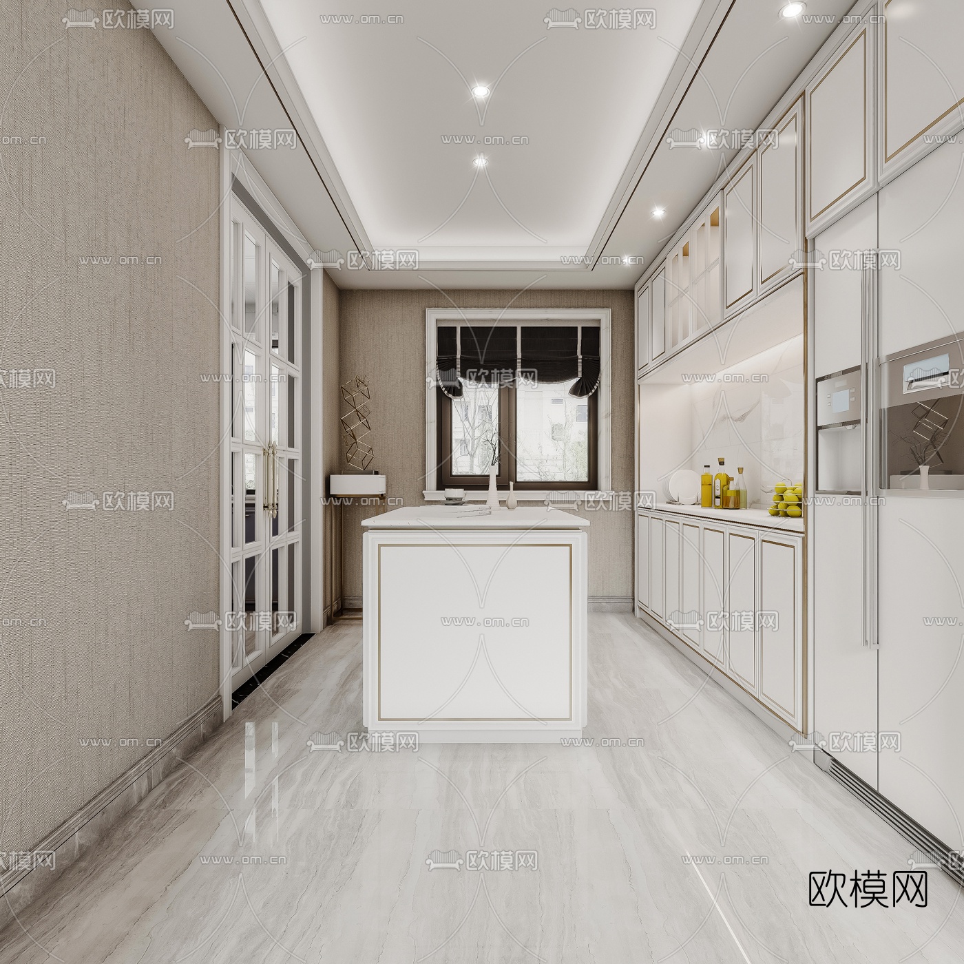 简欧简约别墅客厅餐厅3d模型