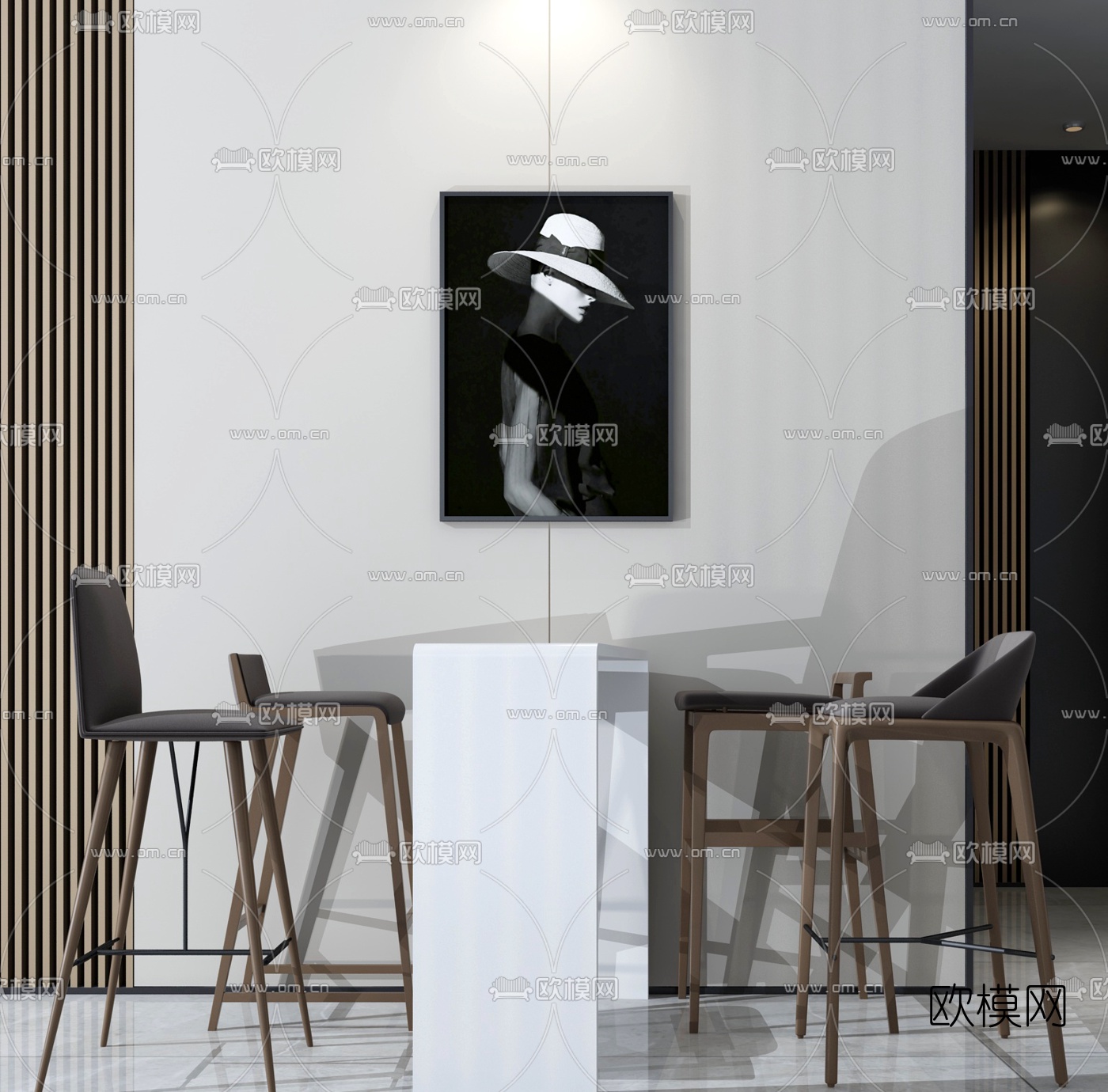 现代吧台椅3d模型