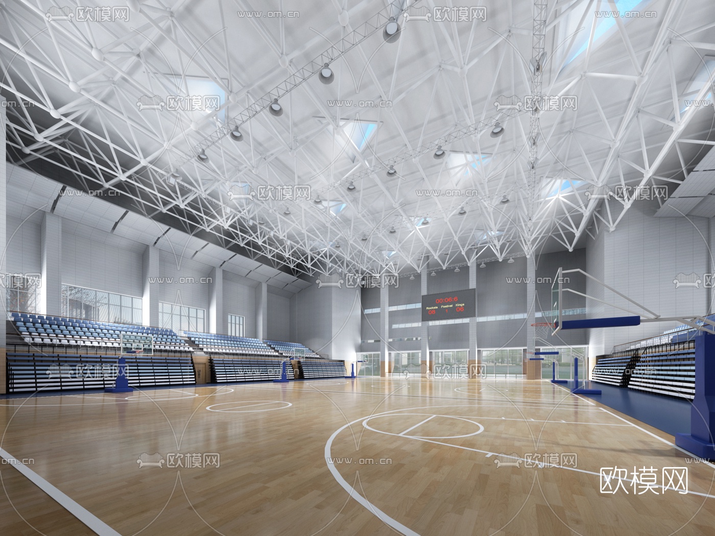 现代体育馆篮球馆3d模型下载（渲染图2）