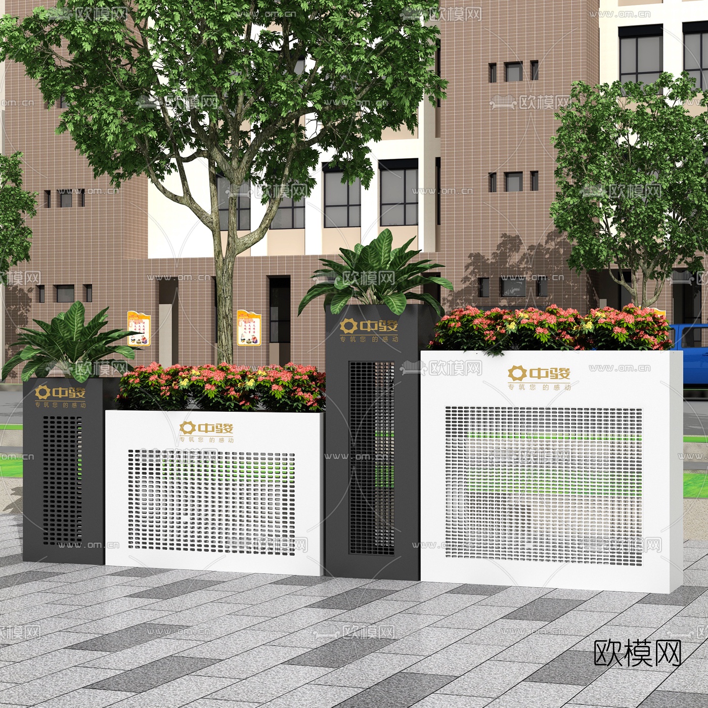 现代室外镂空花箱3d模型下载（渲染图5）