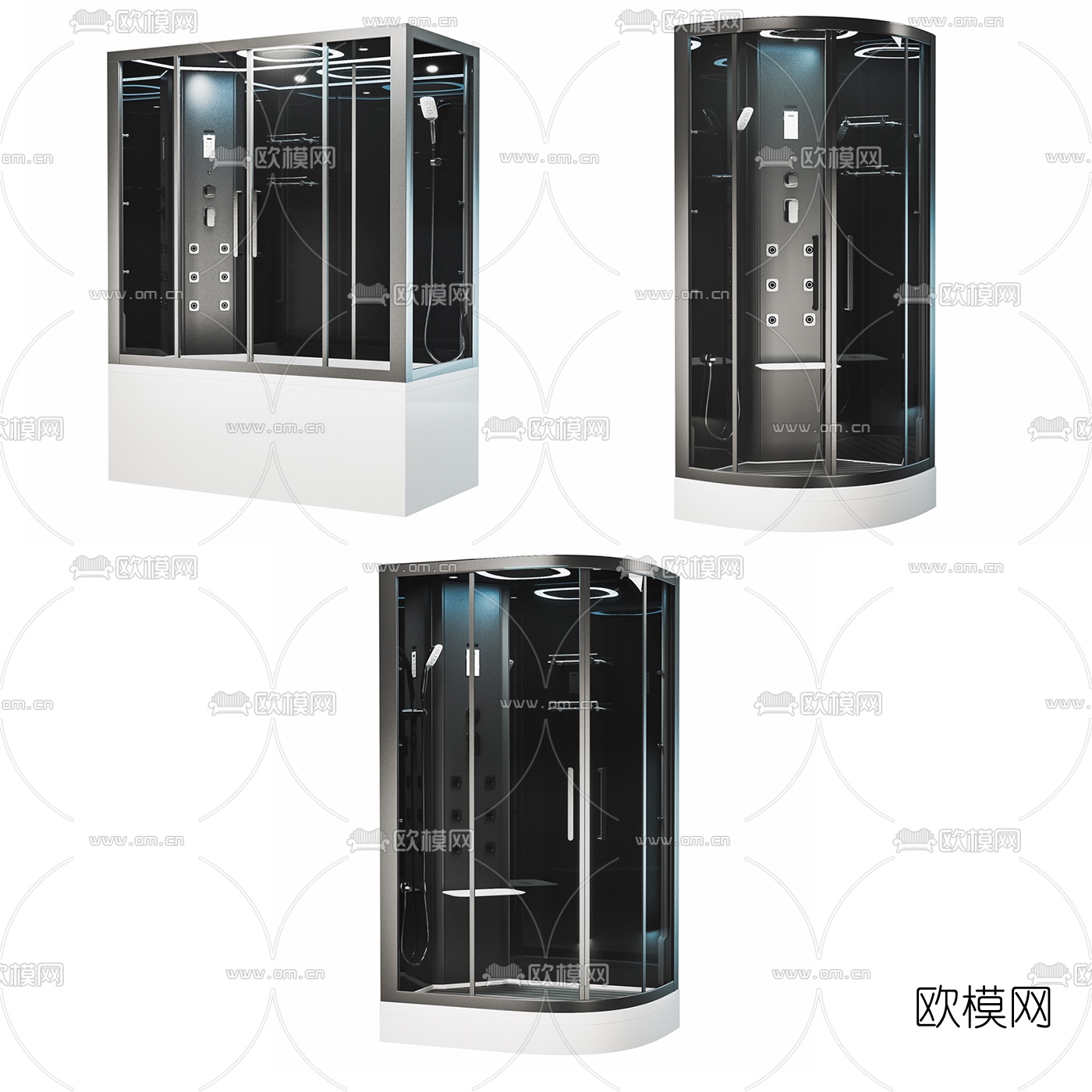 现代玻璃淋浴房3d模型下载