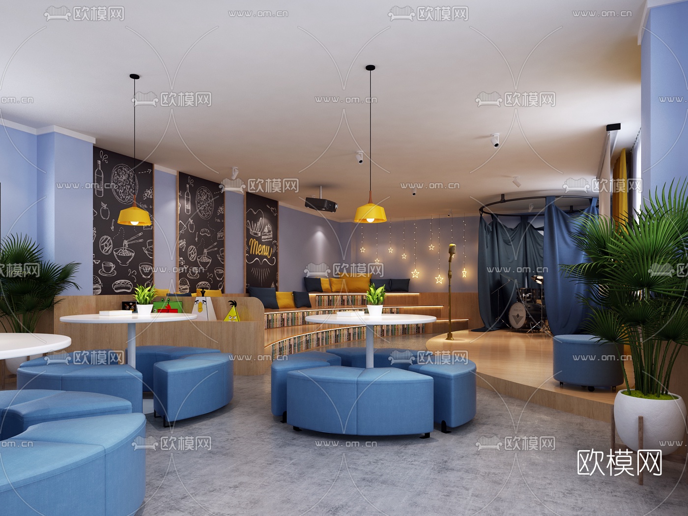 北欧音乐餐吧免费3d模型下载
