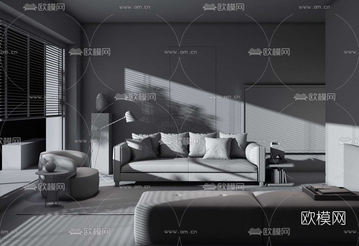 意大利Molteni&C品牌 现代沙发组合3D模型下载（渲染图2）