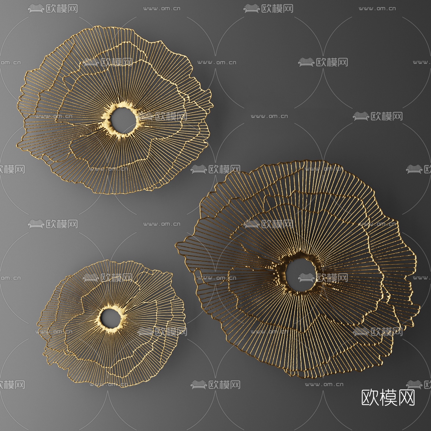 现代金属荷叶挂件3d模型下载（渲染图1）