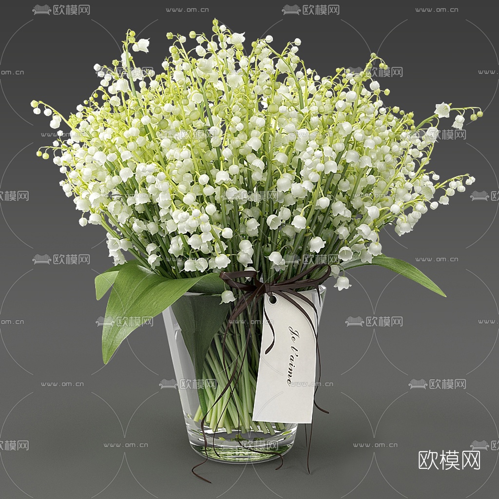 现代风铃花花瓶花艺3d模型