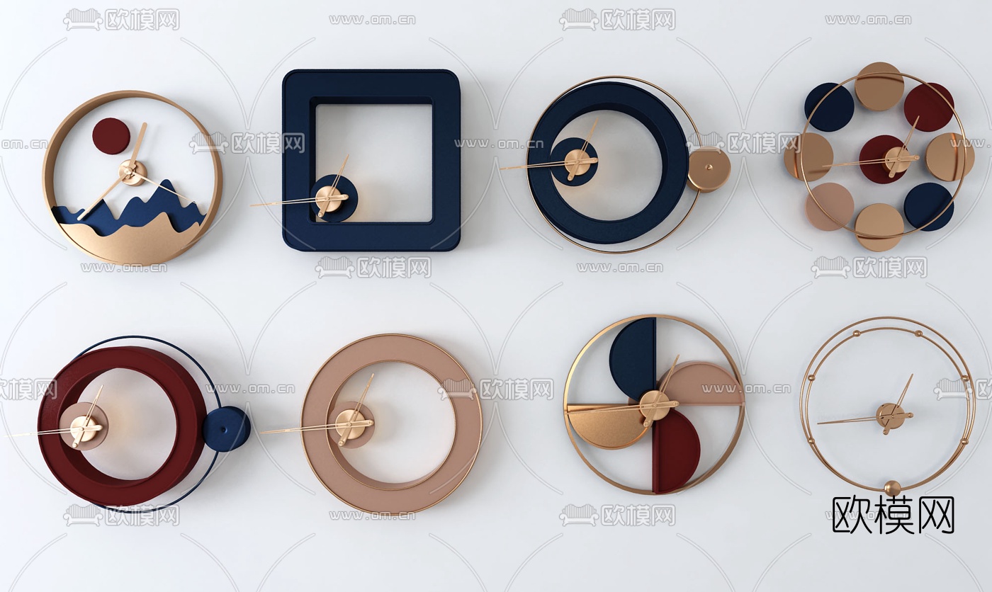 现代时尚金属钟表3d模型下载