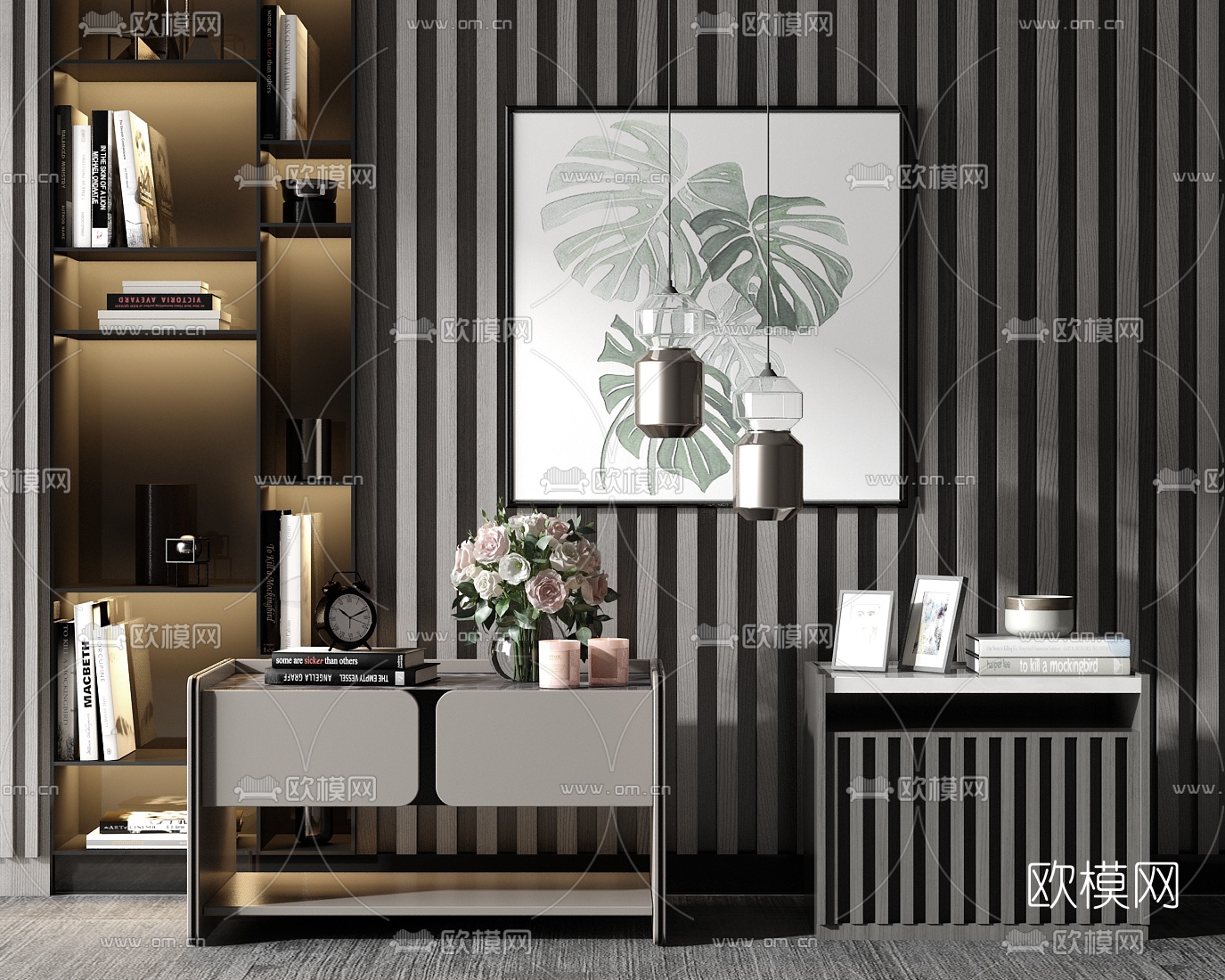 现代轻奢床头柜3d模型下载