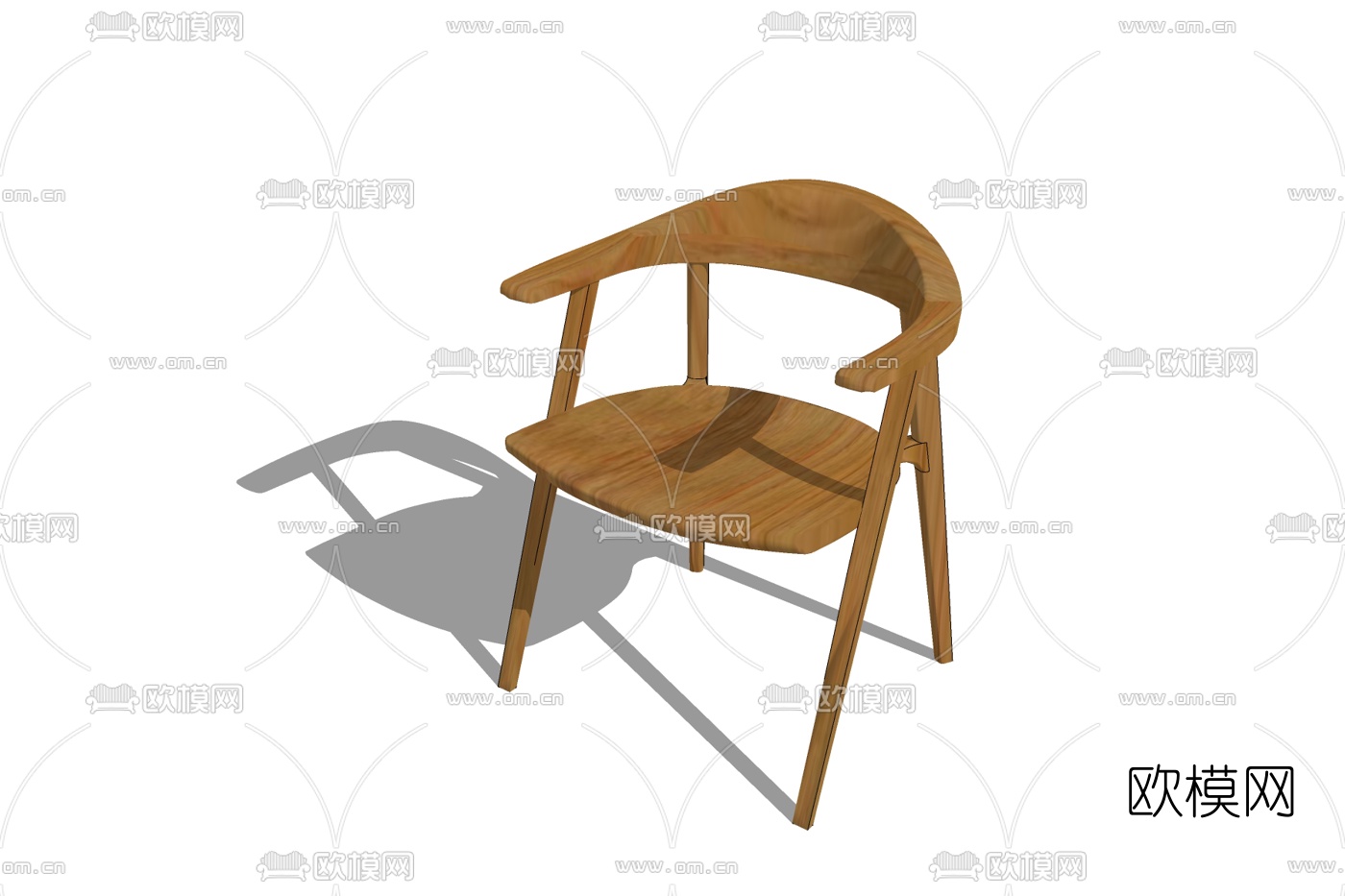 现代原木单椅免费su模型下载
