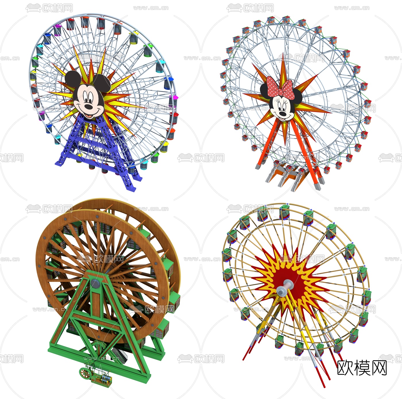 现代摩天轮儿童游乐设备3d模型下载（渲染图1）