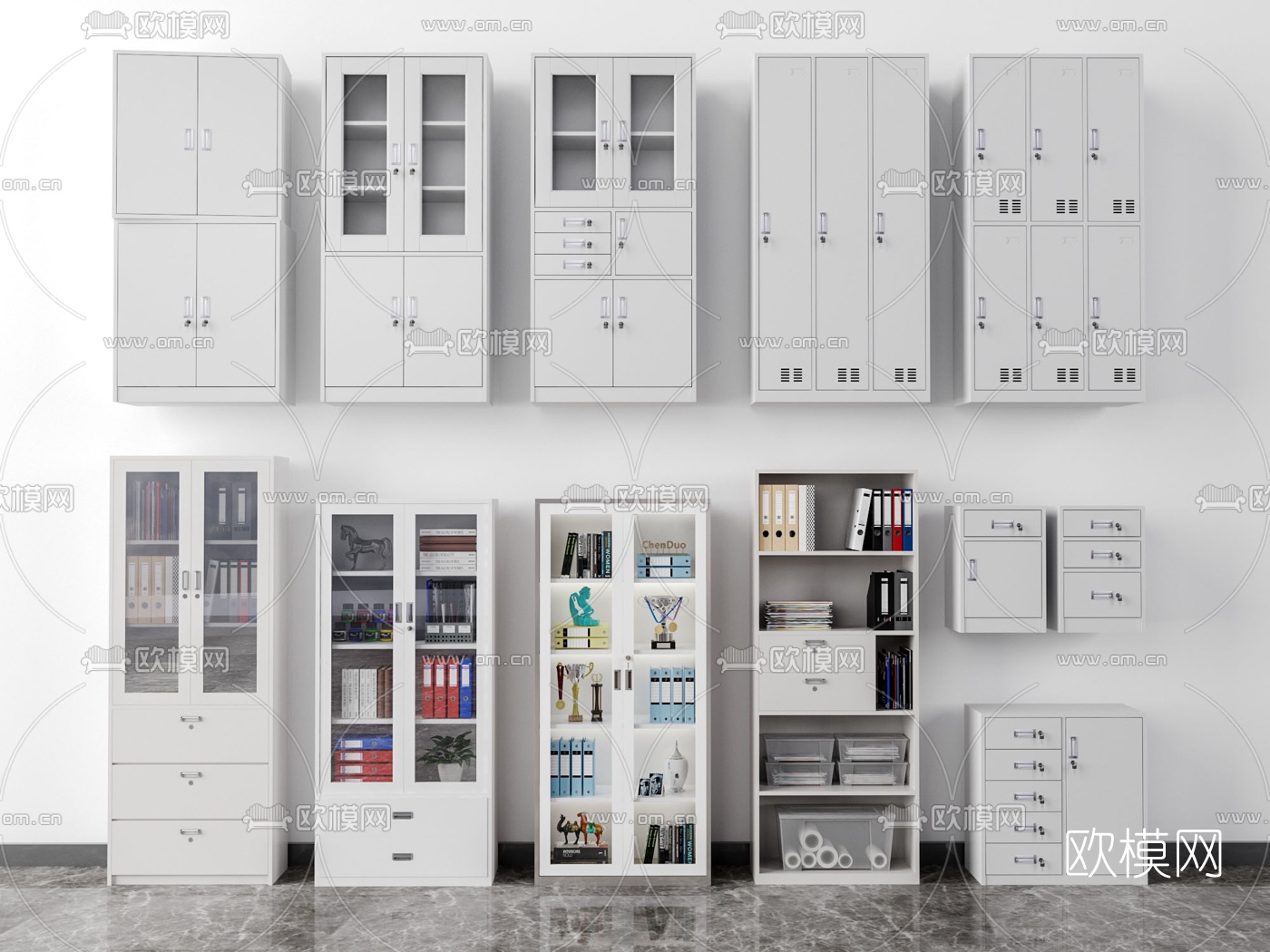 现代文件柜档案柜su模型下载（渲染图1）