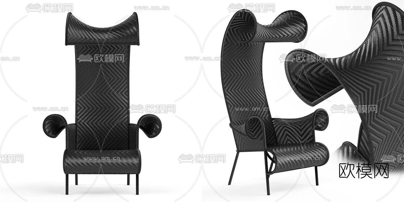 现代编藤户外休闲椅3d模型下载