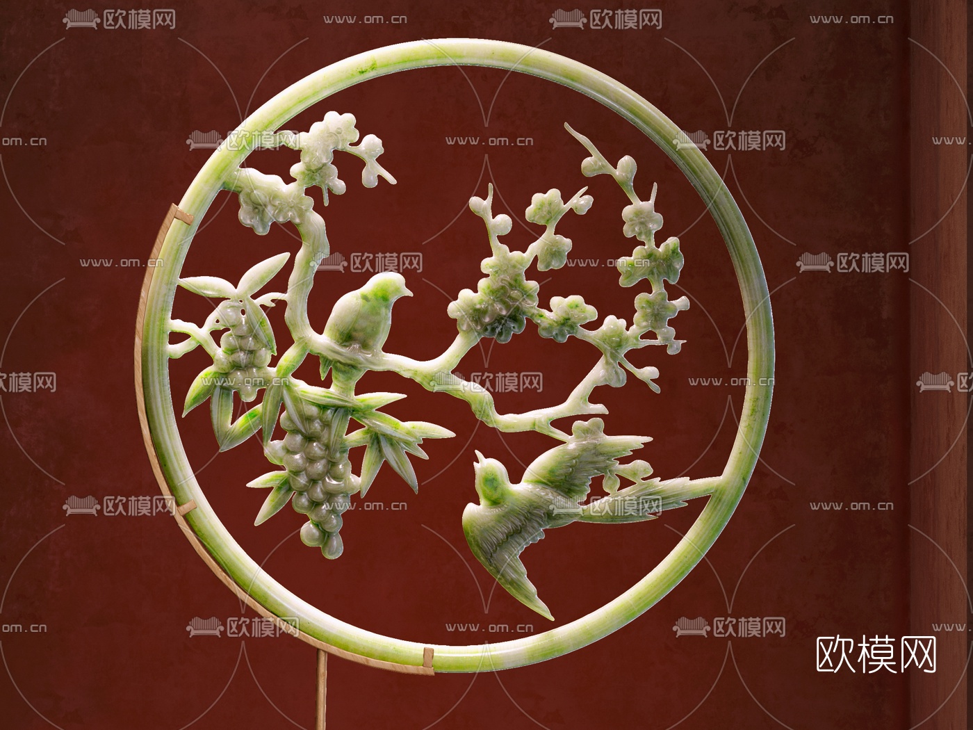 新中式花鸟玉雕摆件3d模型