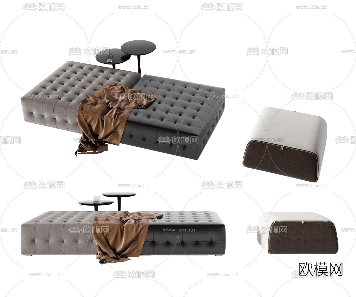 现代布艺脚踏3d模型