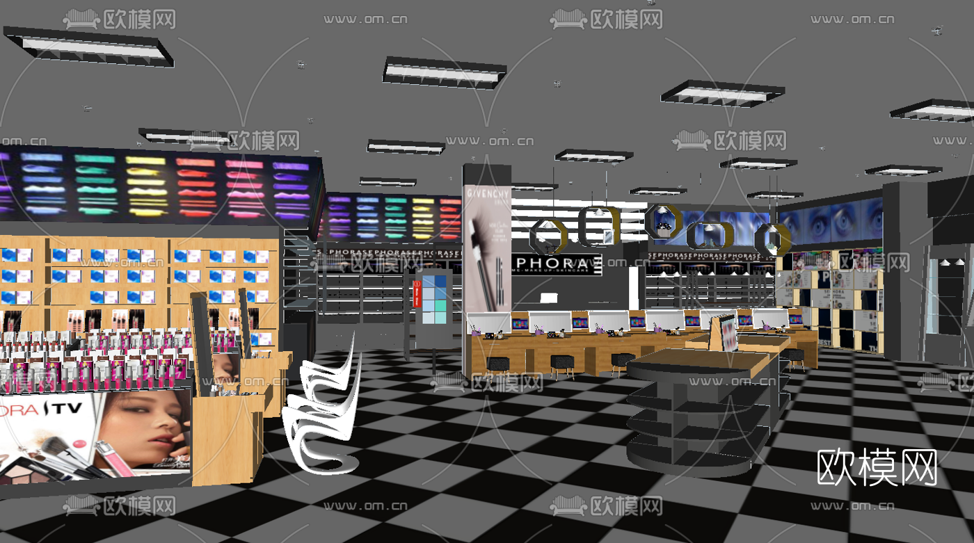 现代化妆品专卖店su模型