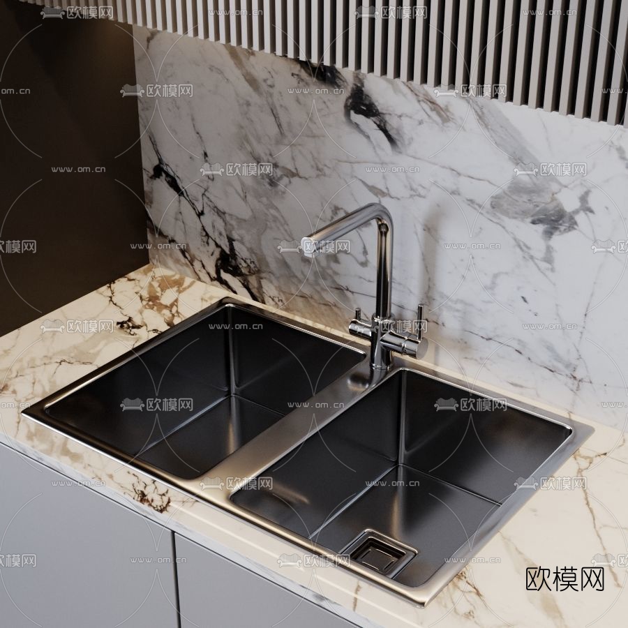 现代中岛台橱柜3d模型下载（渲染图4）