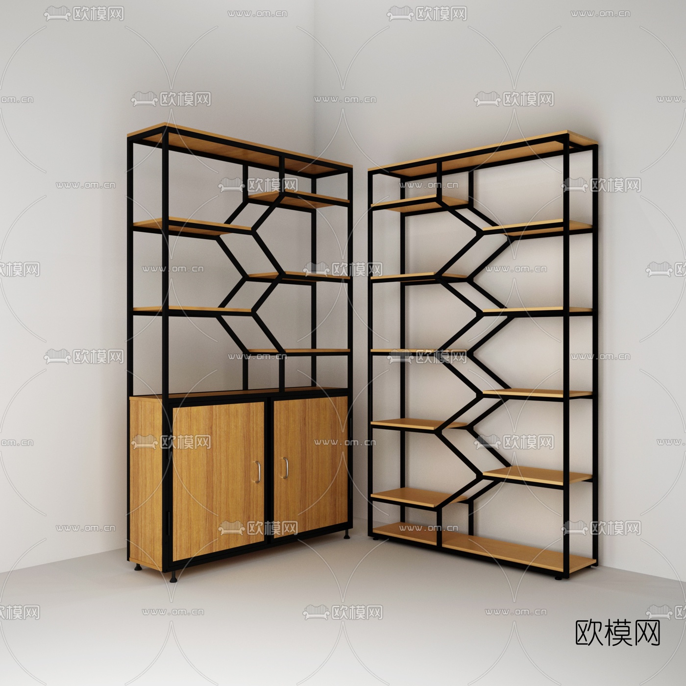 工业风置物架书柜免费3d模型下载