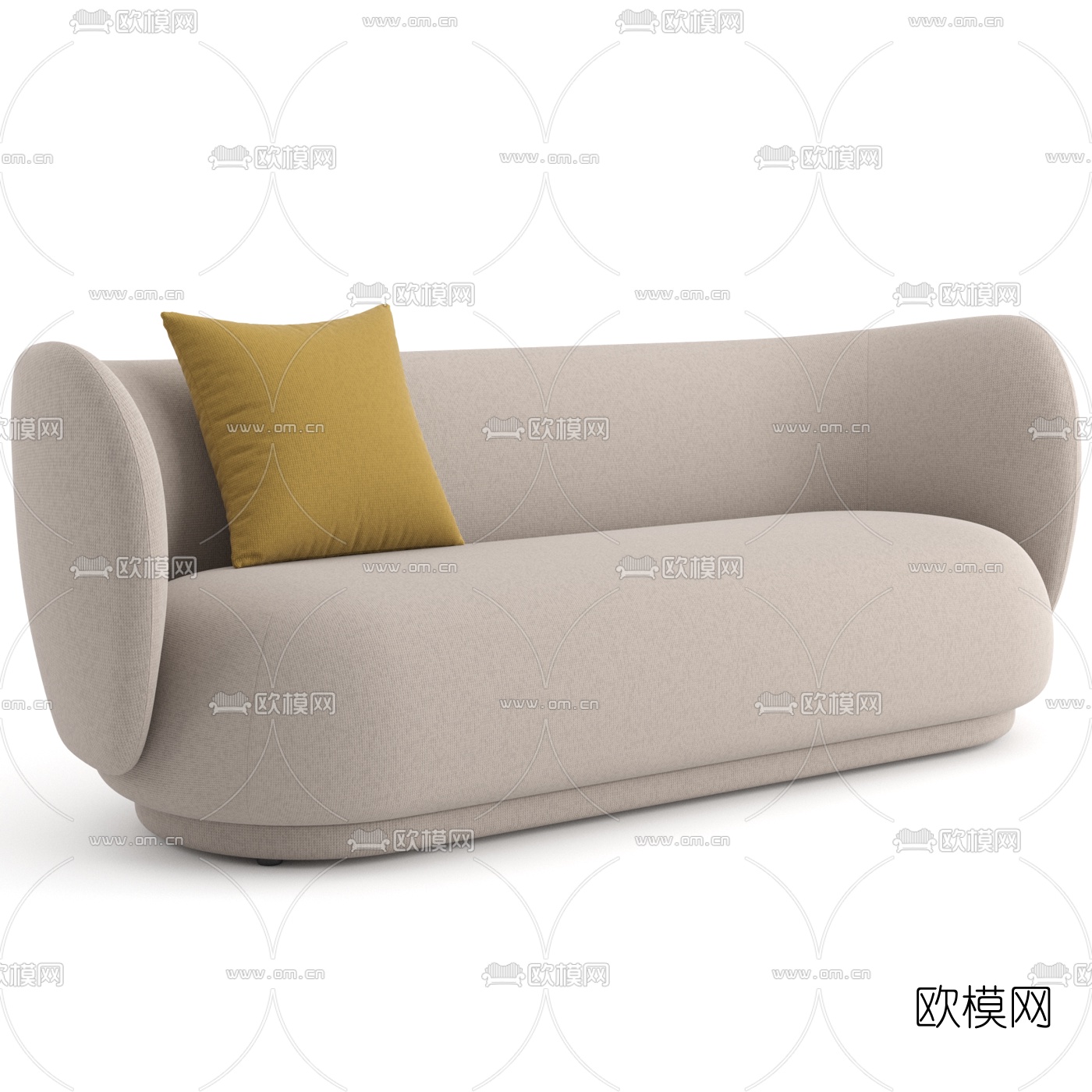 现代布艺弧形多人沙发3d模型