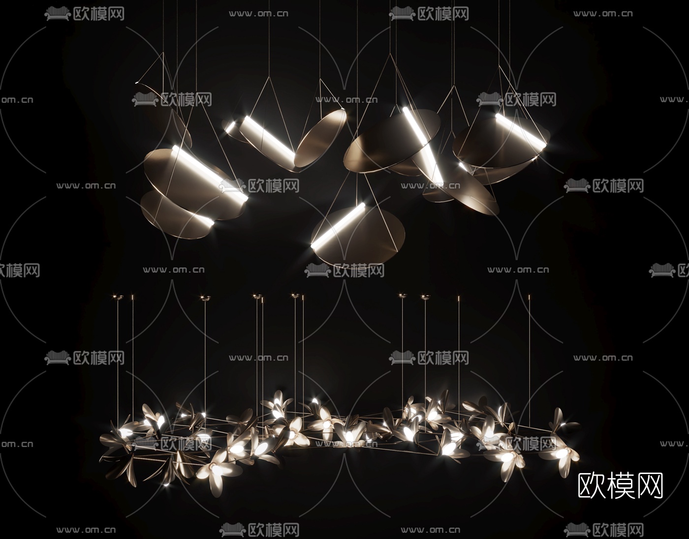 现代金属装饰吊灯3d模型下载