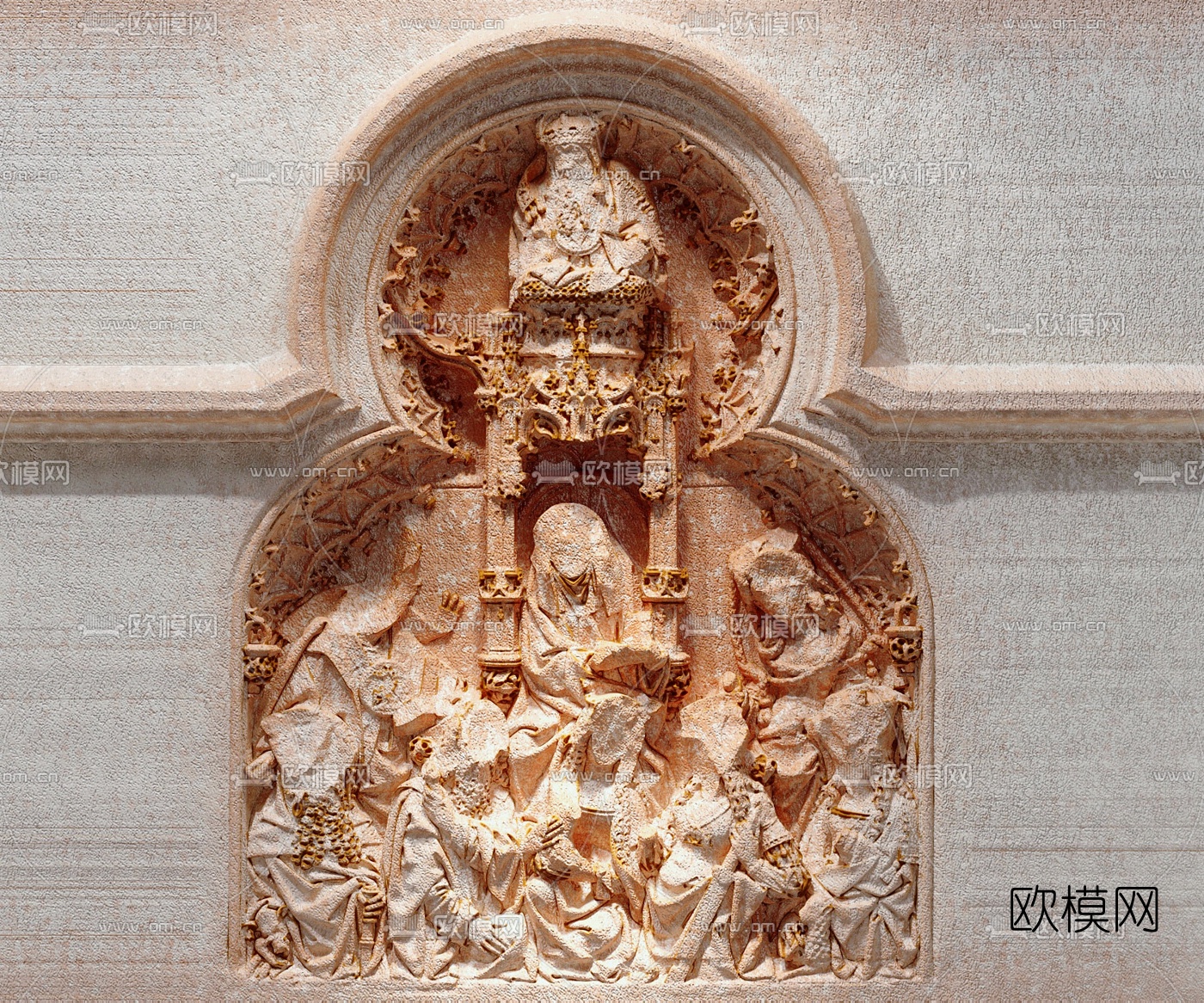欧式背景雕刻壁画3d模型