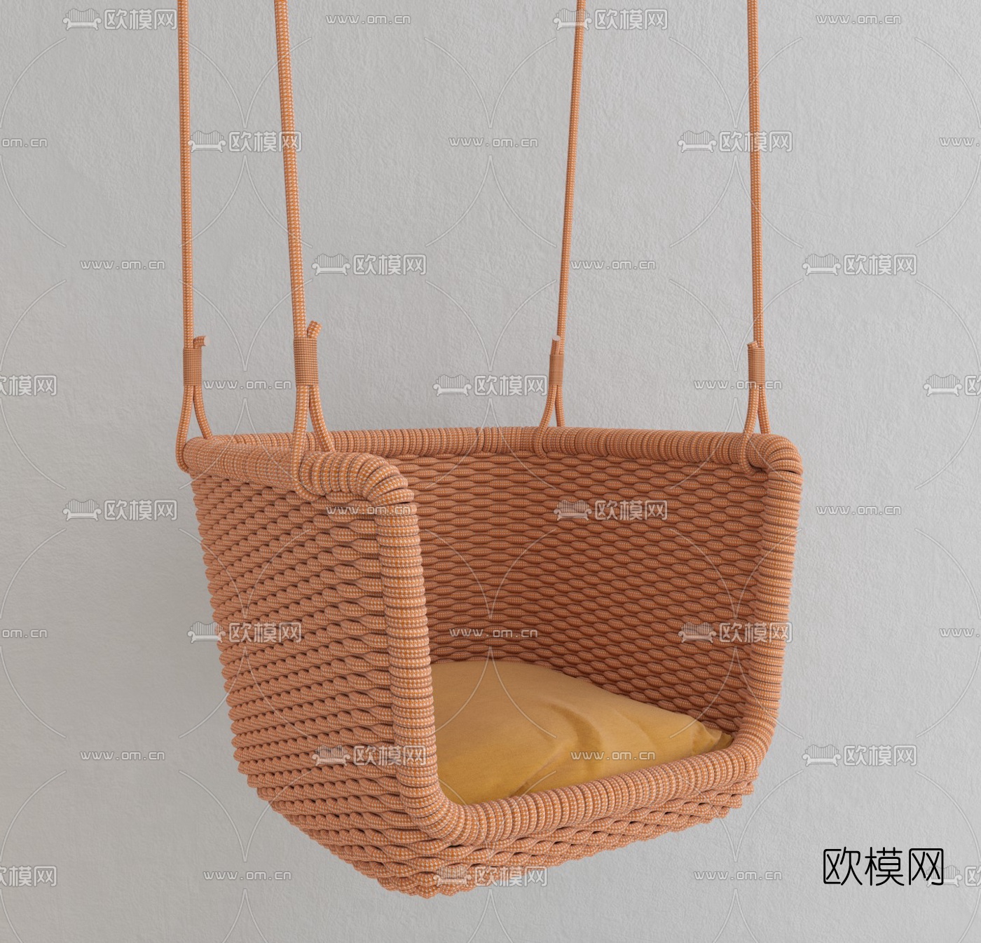 现代藤编吊椅3d模型