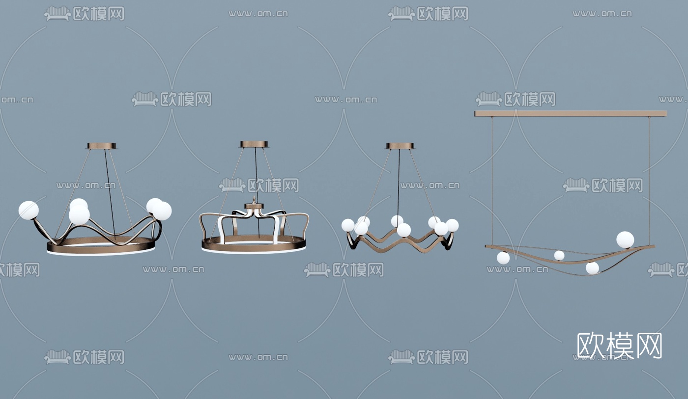 北欧金属球形吊灯su模型下载（渲染图1）