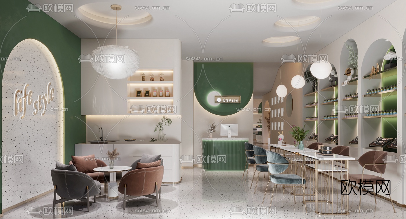 现代美甲店3d模型