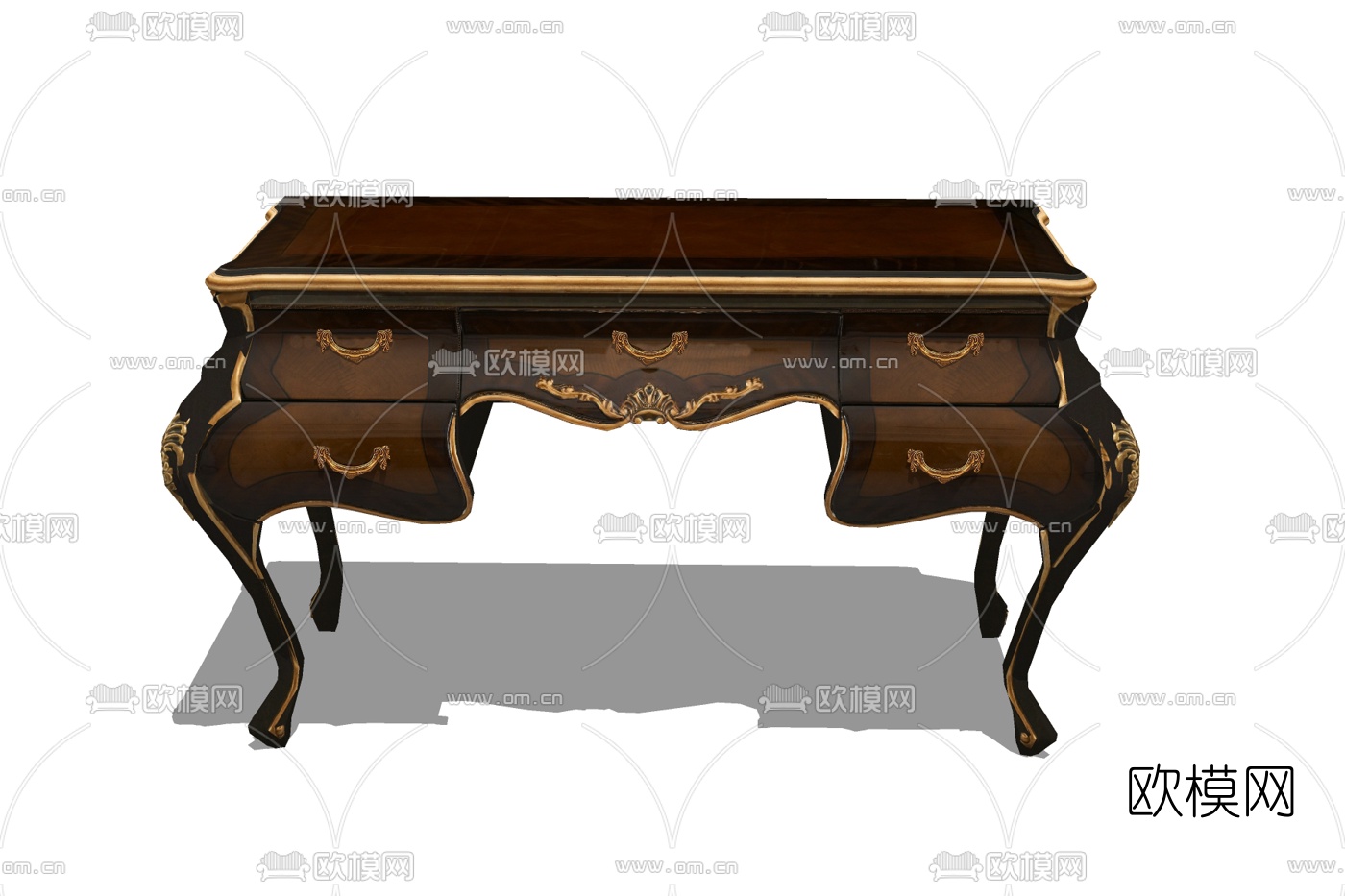 欧式实木书桌su模型下载