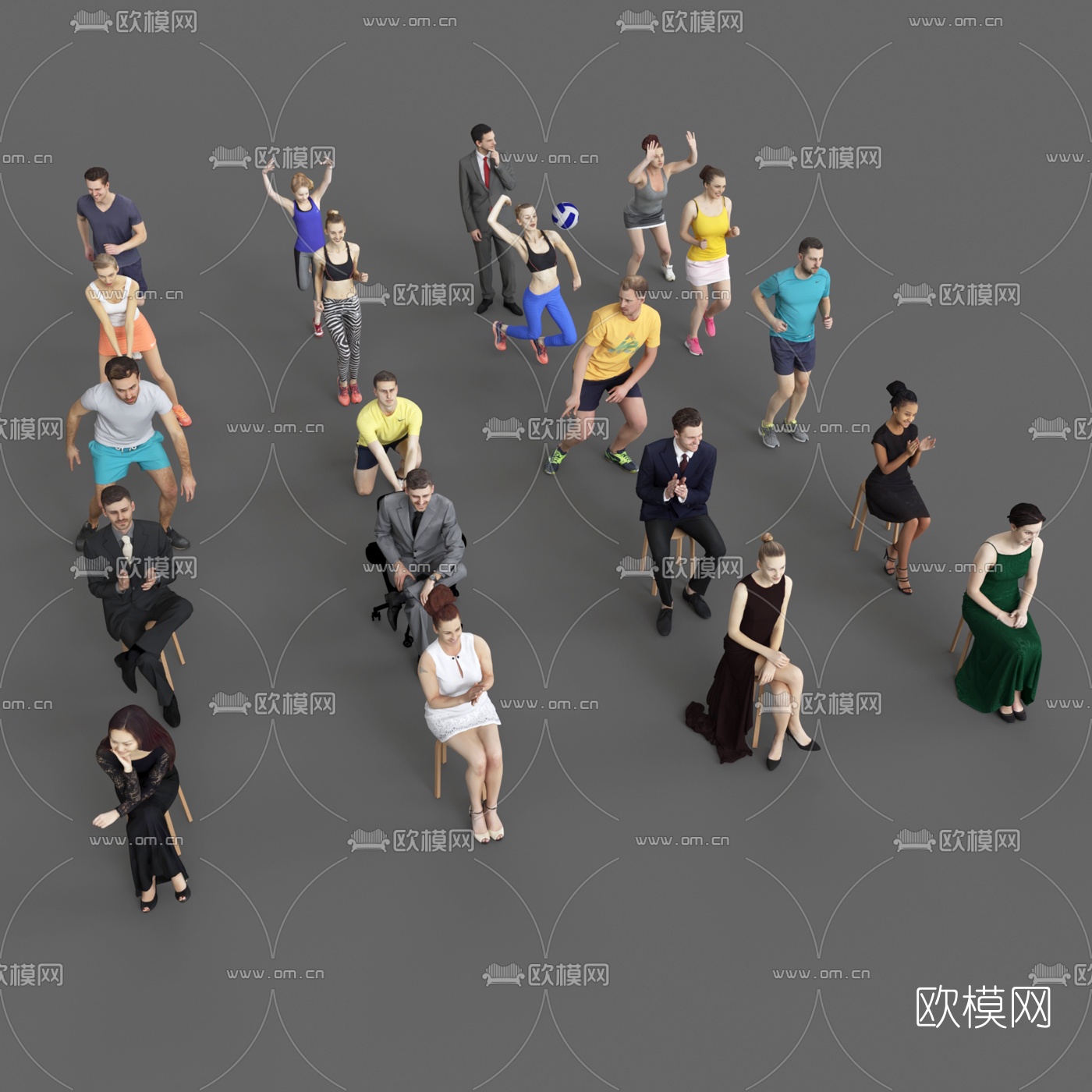 欧式运动人物3d模型下载（渲染图1）