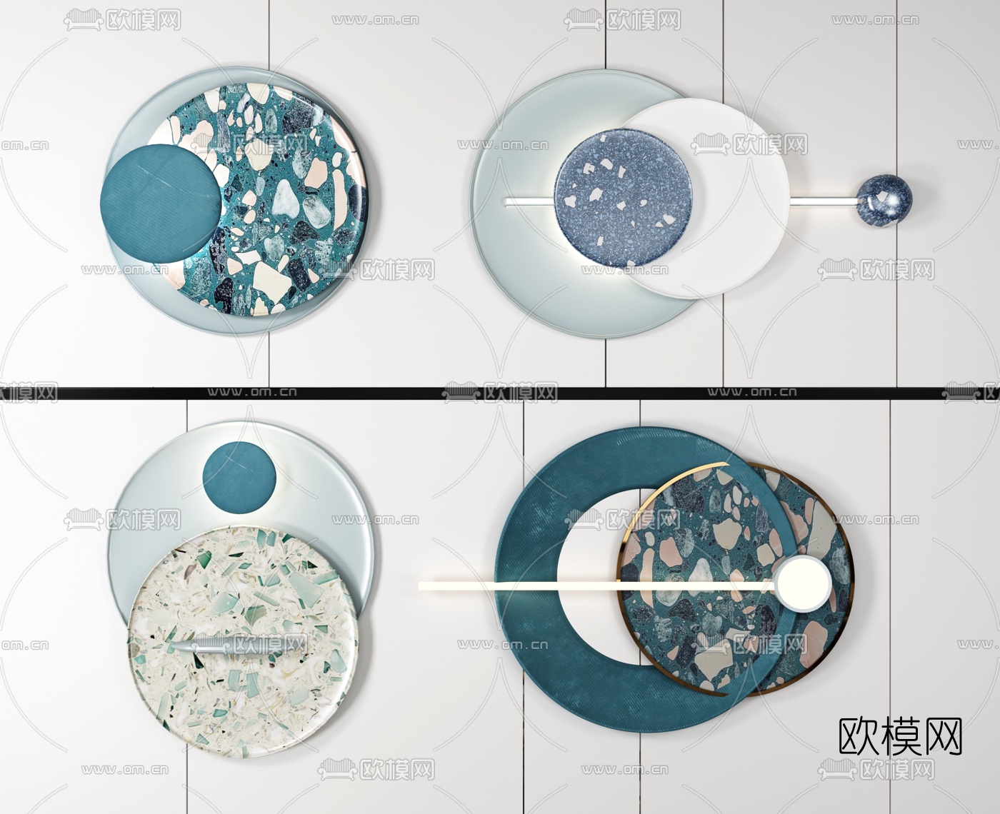 现代圆形墙饰挂件3d模型下载