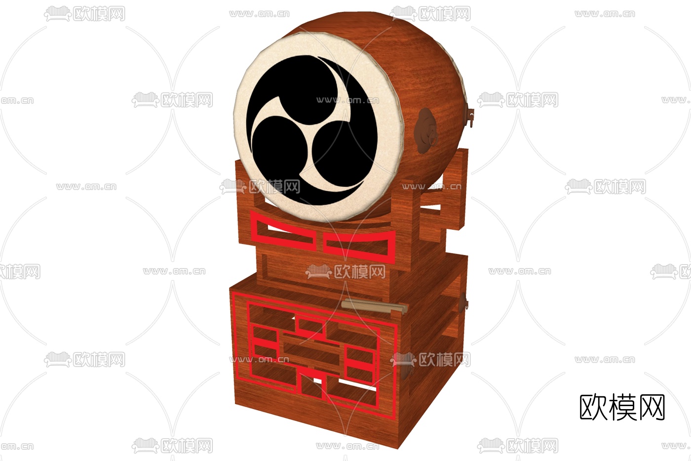新中式木鼓su模型下载