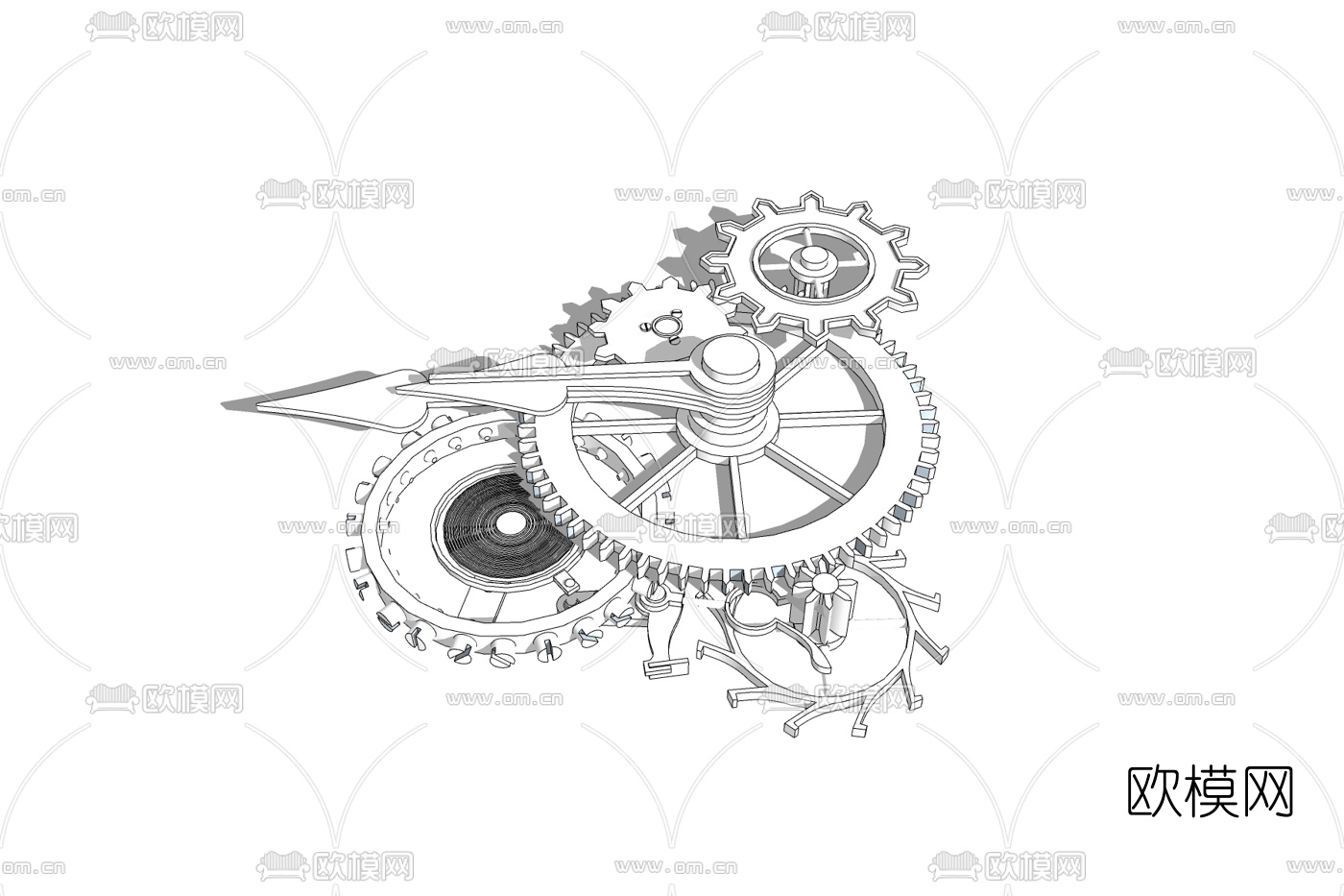 工业风时钟免费su模型下载