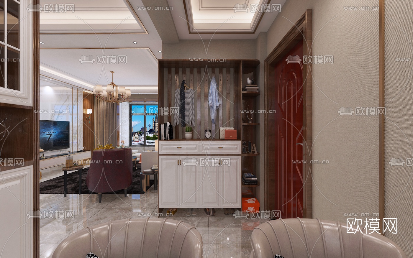 现代轻奢客餐厅免费3d模型
