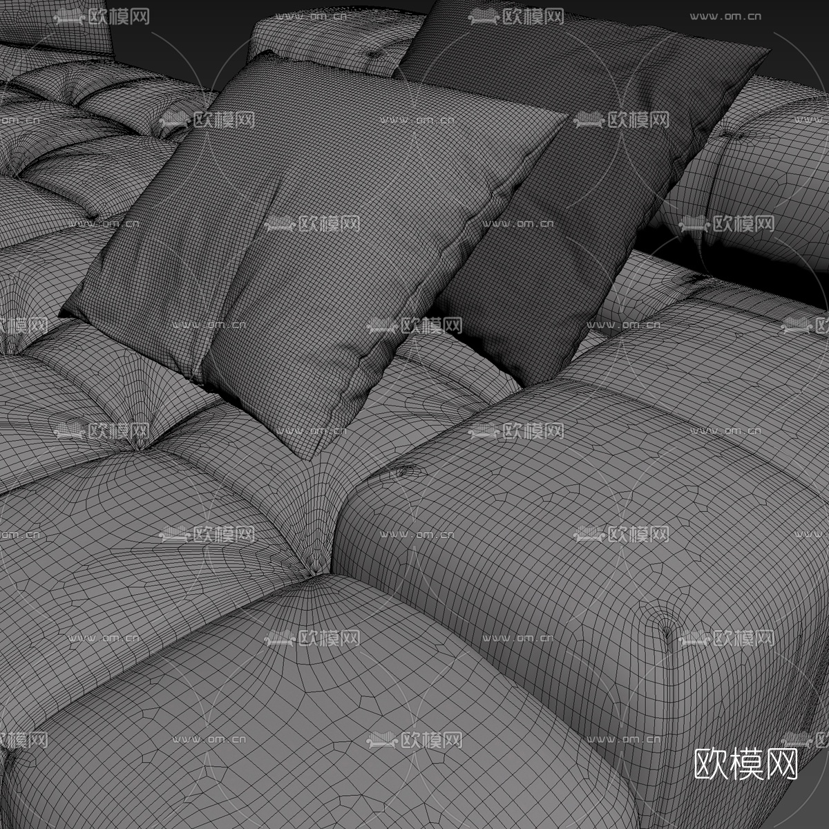现代布艺转角多人沙发3d模型