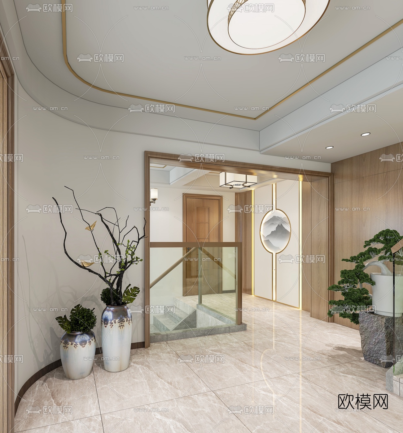 新中式客厅餐厅免费3d模型